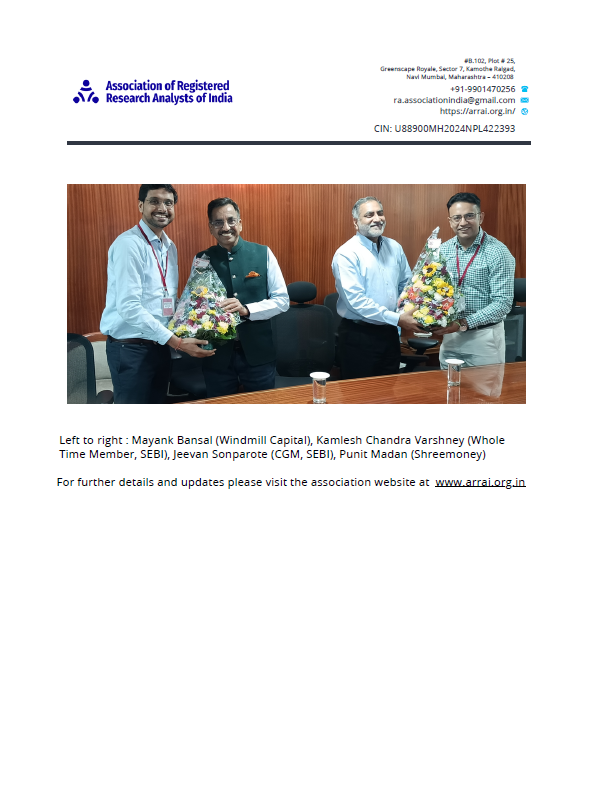 ARRAI_SEBIRA's tweet photo. Press Release from Association of Research Analysts of India

Launch of new website https://t.co/CeWY6ZEZwZ by SEBI

#ResearchAnalysts
#SEBI https://t.co/nnq2QycZLz