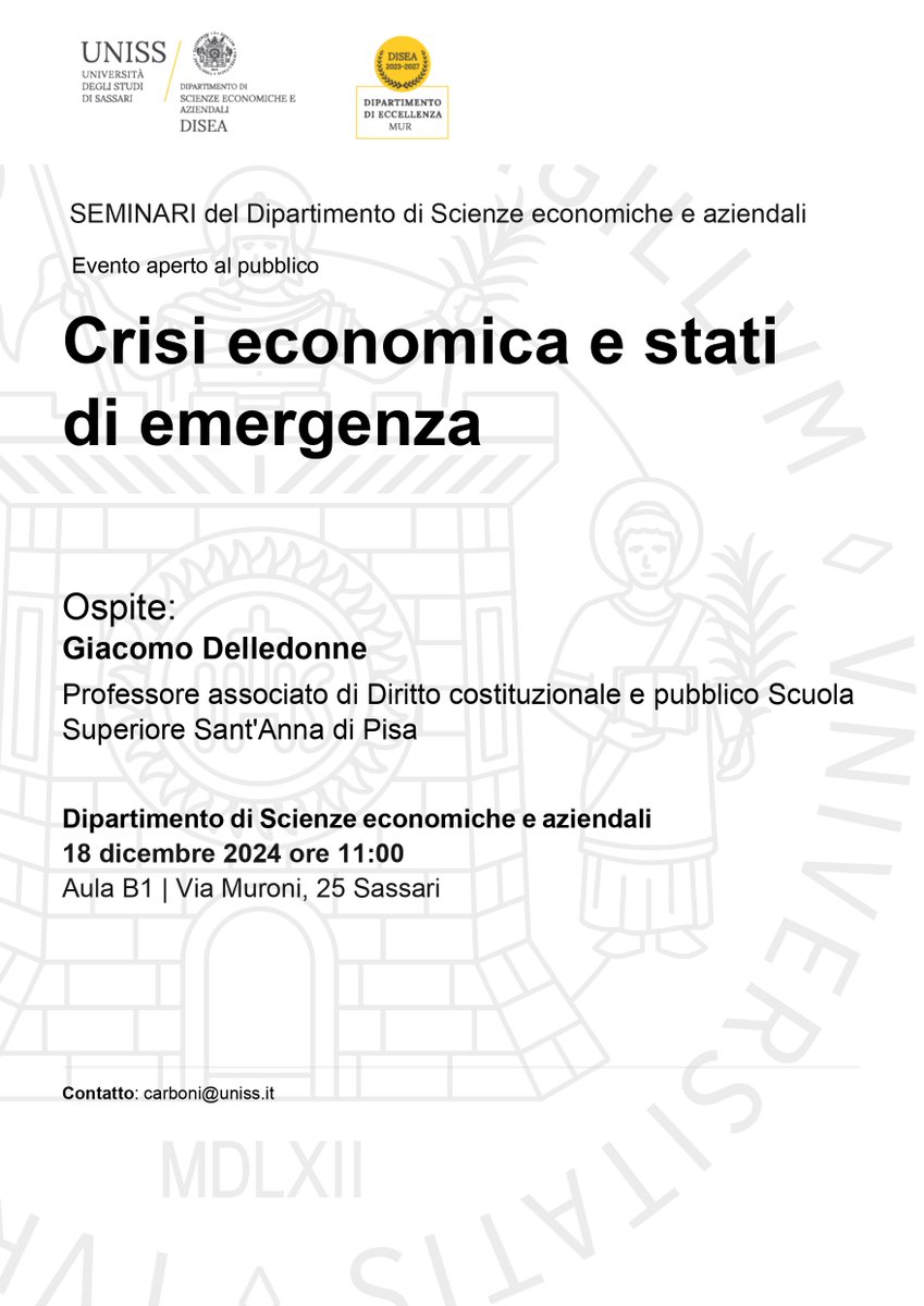 Ultimi due impegni dell'anno, a <a href="/LaStatale/">Università degli Studi di Milano</a> (grazie <a href="/AntoniaBaraggia/">Antonia Baraggia</a> e <a href="/BottiniEleonora/">Eleonora Bottini</a>) e a <a href="/unissTweet/">Uniss</a> (grazie a Giuliana Giuseppina Carboni).