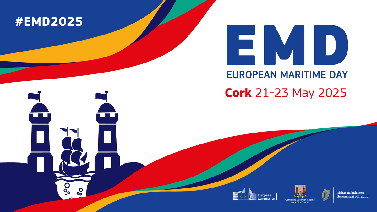 Get ready for the European Maritime Day #EMD2025!

The flagship conference for Europe's maritime community will take place in beautiful Cork on 21-23 May🌊

If you have a good idea for workshops, submit it by 30 December👇
europa.eu/!jCTYjk

#EMFAF #CEFTransport #HorizonEU