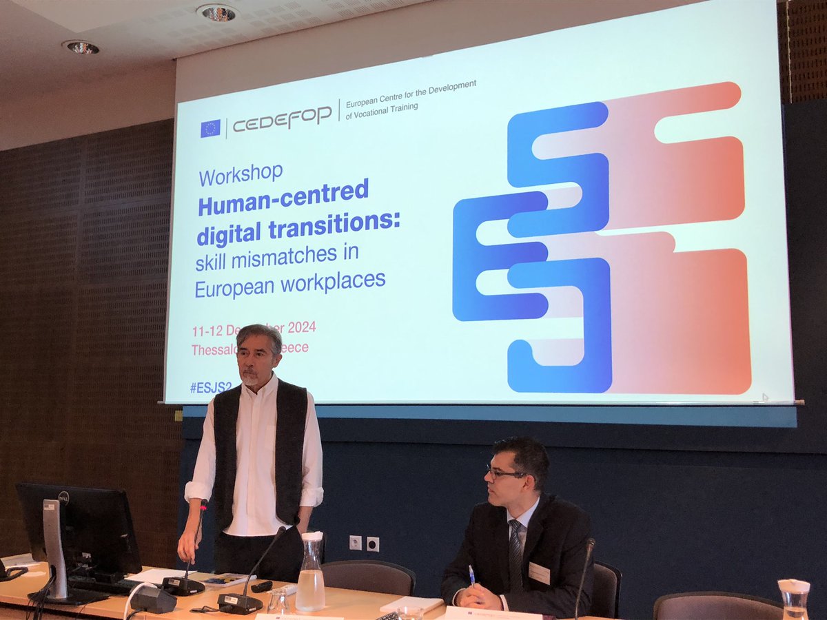 jaspervanloo's tweet image. Antonio Ranieri opens @Cedefop workshop today at our premises in #thessaloniki. 

how #digitaltransition can be human-centred

Innovative insights based on Cedefop’s 🇪🇺 skills and jobs survey (#ESJS2) 

🙏@K_Pouliakas @ralphhippe @GiuliaSantange5 and team