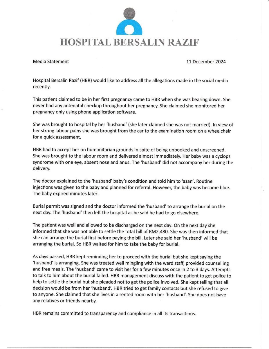 alepzaki11's tweet photo. Kenyataan rasmi Hospital Bersalin Razif. I have my questions too but then i know need to hear from both sides first. 
Servis bertukar tangan. https://t.co/RGpkCtPYCS