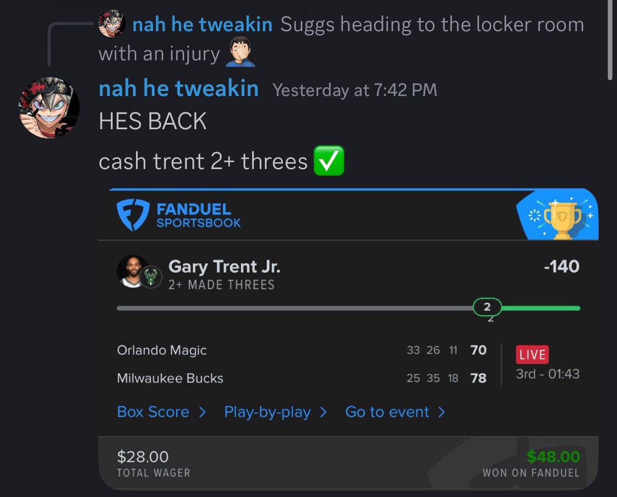 ckmpicks's tweet photo. Tough day for the free plays today but we bring it back tomorrow.

2/8 for the free plays but discord premium was eating good

✅LA Kings ML

✅Spencer dinwiddle over 8.5PA
✅Alex Caruso over 4.5 RA

✅Jalen Suggs over 6.5RA
✅Mortiz Wagner over 10.5P

✅Gary Trent 2 Threes 
#nba https://t.co/EDfO73fZxQ
