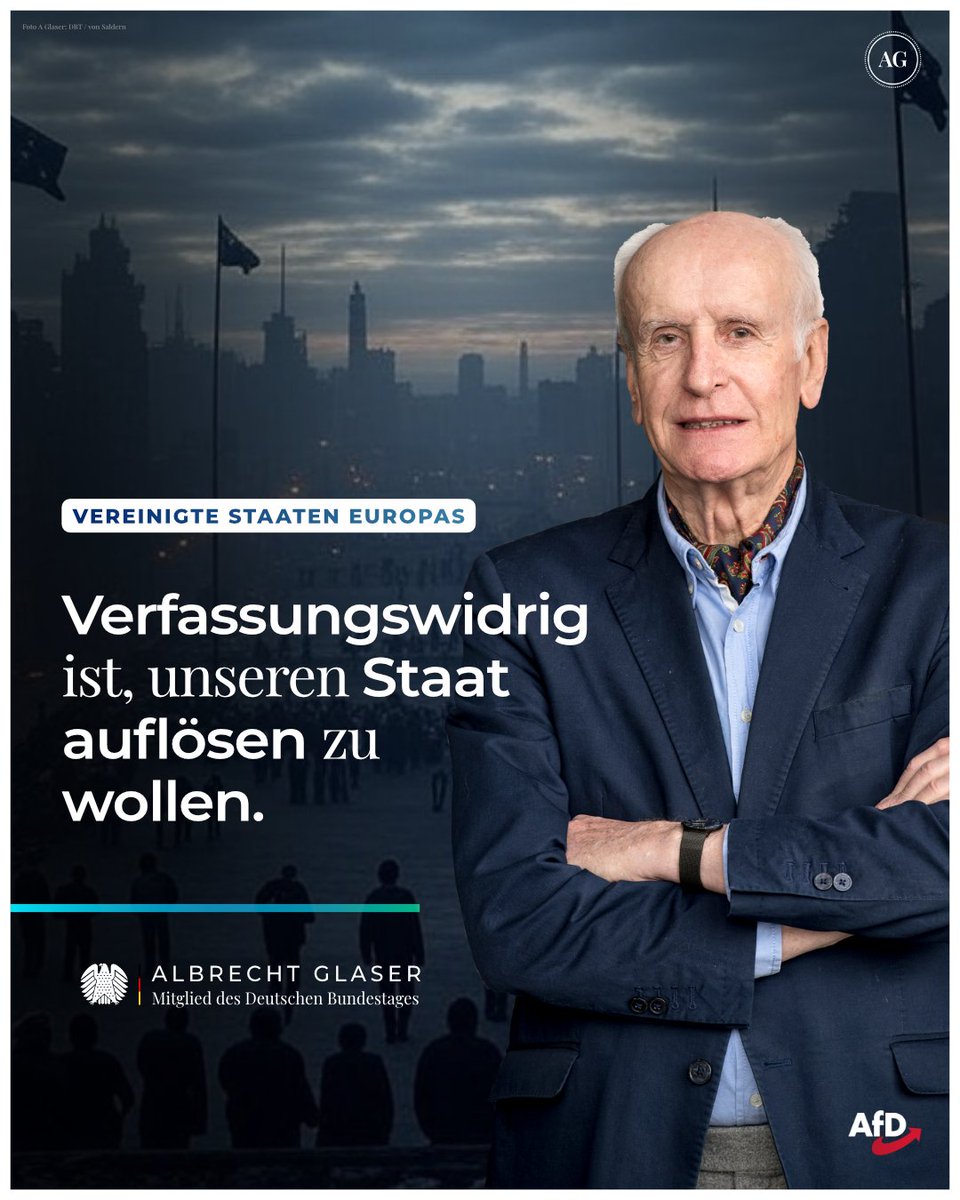 Albrecht Glaser, ehem. MdB (@glasermdb) on Twitter photo Scharfsinniger Artikel in der <a href="/Weltwoche/">Die Weltwoche</a>
weltwoche.de/daily/gekommen…
Was u.a. fehlt: Die im derzeitigen Koalitionsvertrag stehende Auflösung des Staates Deutschland durch Schaffung eines Europäischen Staates, was natürlich die Beseitigung des GG voraussetzt:
facebook.com/photo/?fbid=10… Scharfsinniger Artikel in der <a href="/Weltwoche/">Die Weltwoche</a>
weltwoche.de/daily/gekommen…
Was u.a. fehlt: Die im derzeitigen Koalitionsvertrag stehende Auflösung des Staates Deutschland durch Schaffung eines Europäischen Staates, was natürlich die Beseitigung des GG voraussetzt:
facebook.com/photo/?fbid=10…