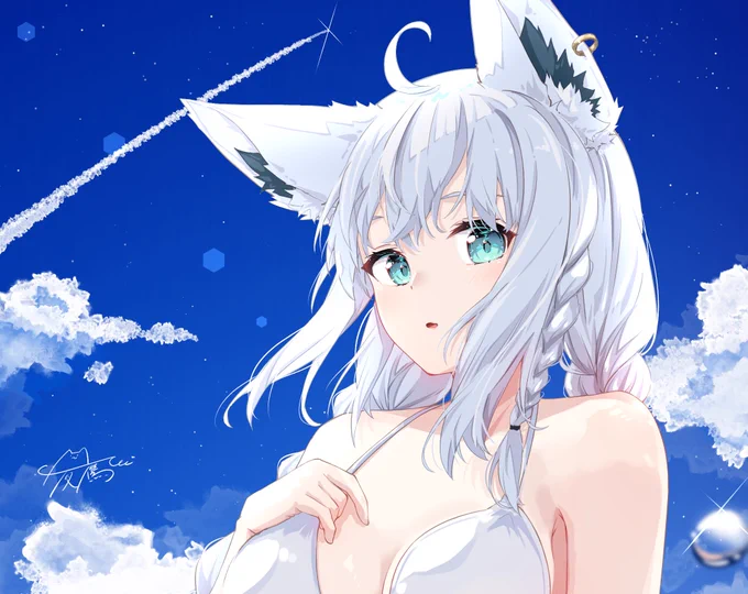 #今年も残りわずかなので今年一番伸びた絵を貼る水着フブさんでしたいつも見てくれてほんとにありがとうございます 