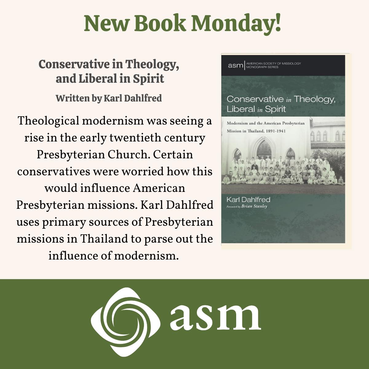 Now available!  "Conservative in Theology, Liberal in Spirit: Modernism and the American Presbyterian Mission in Thailand, 1891–1941" has just been published in the American Society of Missiology Monograph series in paperback &amp; Kindle --&gt; amzn.to/3D90HmR (associate link)