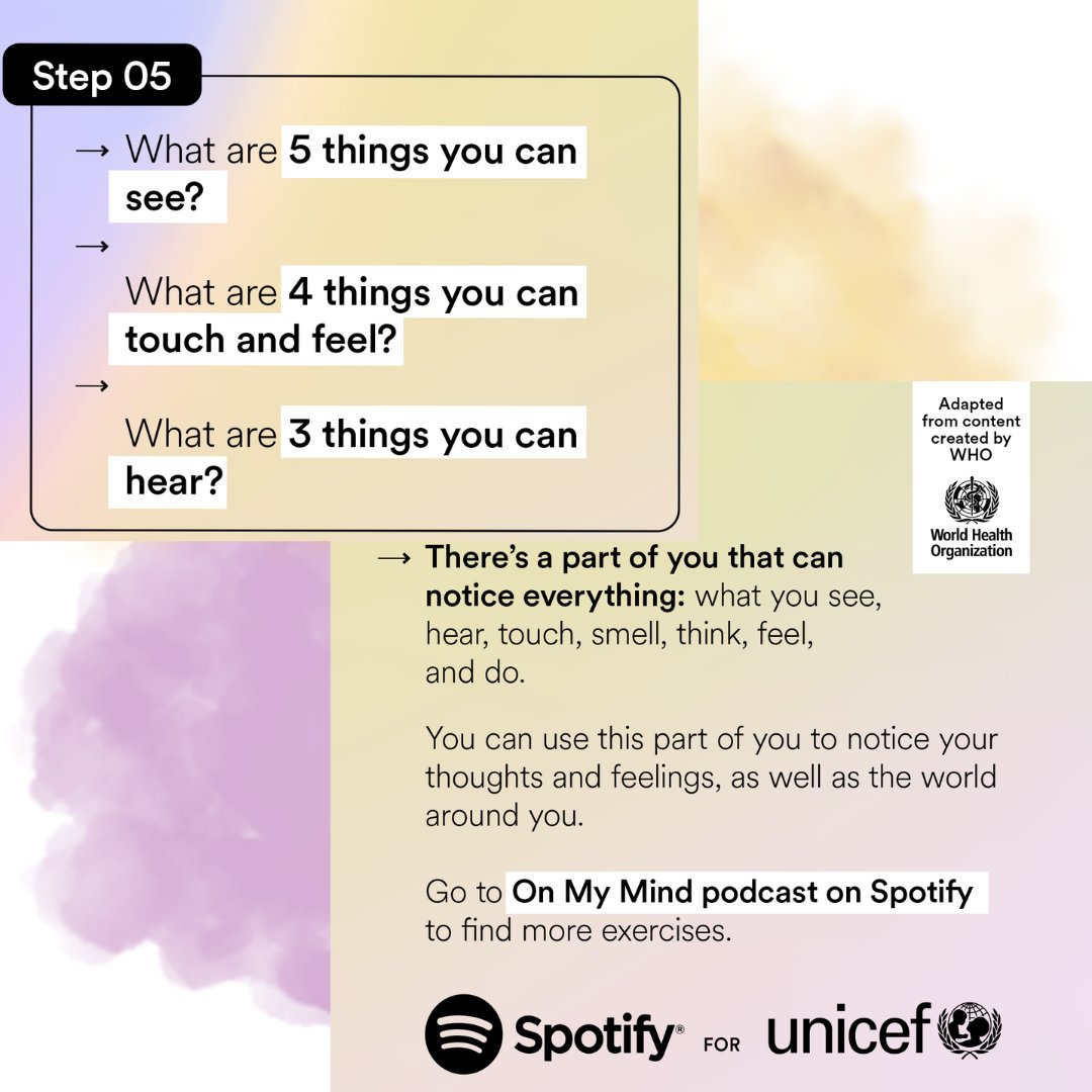 „Je v pořádku vyhledat pomoc.“ V podcastu „On My Mind“ na Spotify pomáhá UNICEF a Spotify mladým lidem budovat si sílu a odolnost. Prozkoumejte cesty, jak zůstat nohama na zemi a zapojit se do diskuze o důležitém tématu duševního zdraví.  spotify.com/ourmindsmatter 
#OurMindsMatter