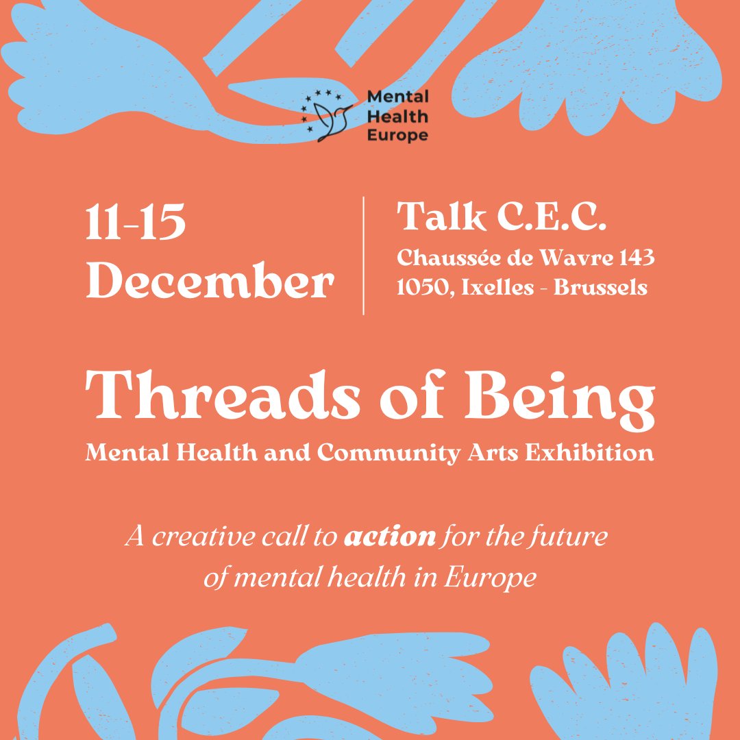 MentalHealthEur's tweet image. WE ARE OPEN! 🙌

The art exhibition “Threads of Being: Mental Health and Community Arts” is finally here!

✨  Don't miss our special event tomorrow, Thu 12 December at 12:30 | Towards Braver Spaces - guided meditation by Tundé Adefioye ✨

More info here: mentalhealtheurope.org/european-art-a…