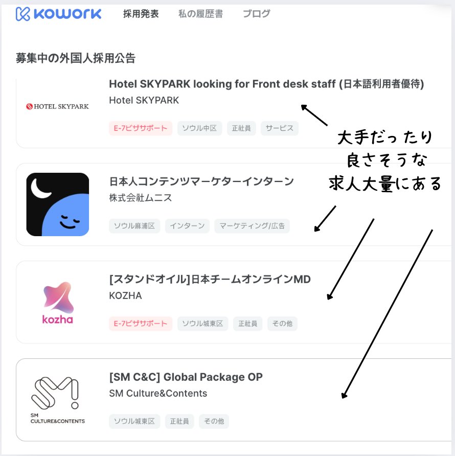 ikumin_kr's tweet photo. ワーホリや留学生に届け
皆言ってるけど韓国就職する時KOWORK(코워크)めっちゃいいです🇰🇷
✔ビザ専門の行政書士サポート付き
✔外人向けの大手求人多い
✔履歴書簡単に作れる
✔ビザ対応について即確認可能

https://t.co/v2Cy8wQEXA
#KOWORK  #外国人 #外国人採用 #コワーク #韓国生活 #韓国就職 #PR https://t.co/3WPbVsgTKn