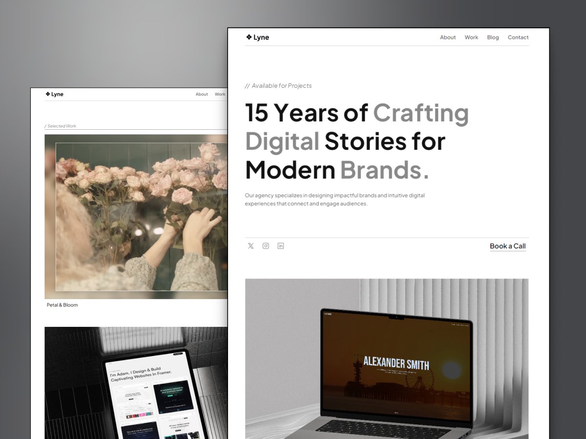 Introducing my latest <a href="/framer/">Framer</a> template: Lyne!

It's a minimal, narrow template for design studios, creative agencies, and personal portfolios.

→Preview: lyne.framer.website

→ Remix for FREE: framer.com/marketplace/te…