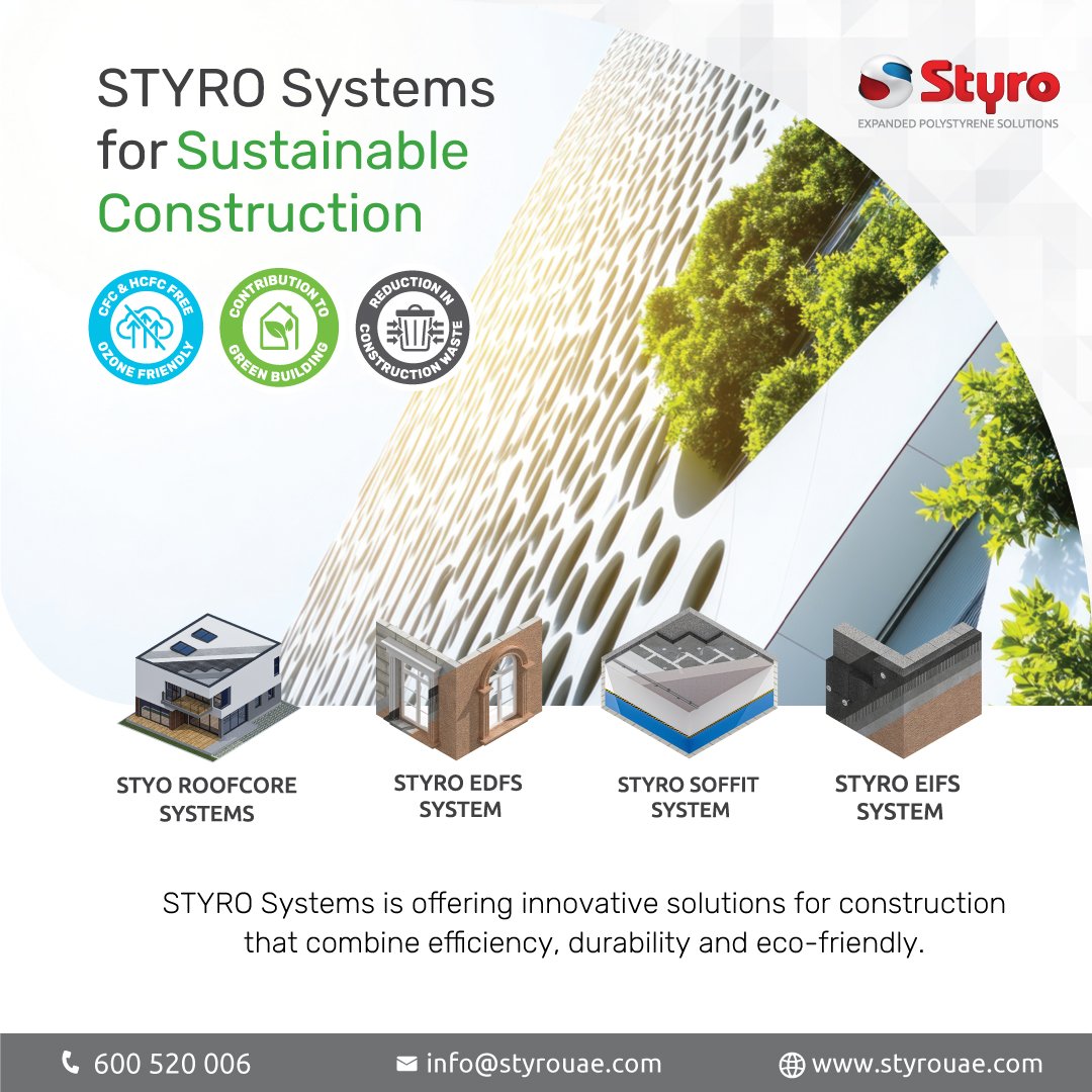 At STYRO, sustainability meets innovation. STYRO systems are designed to revolutionize construction with eco-friendly solutions.

Call : 600 520 006
Visit: styrouae.com
Email: info@styrouae.com

#STYRO #SustainableConstruction #EcoFriendly #GreenBuilding
