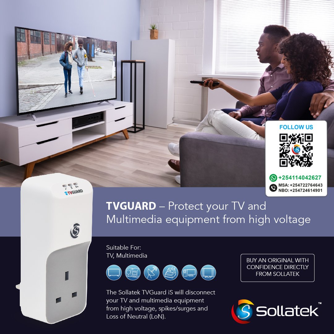Protect your TV from unexpected power surges and voltage fluctuations with Sollatek's TV Guard. Keep your entertainment safe and uninterrupted. Choose Sollatek, always! 📺⚡ #PowerProtection #TVGuard #Sollatek