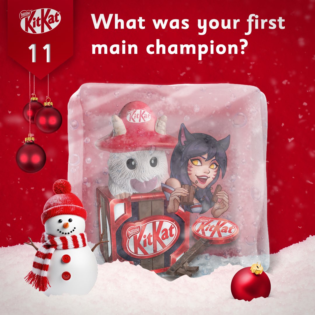Day 11 of Koro‘s Snowy Sweepstakes! ❄️

To win 1x Ahri emote, 1x KitKat Poro and 5x KitKat Masterwork Chest &amp; Key follow these steps:

➡️Follow <a href="/KITKATGaming/">KITKAT Gaming 🎮</a> 
➡️Like &amp; retweet this post
➡️Answer this question 👇