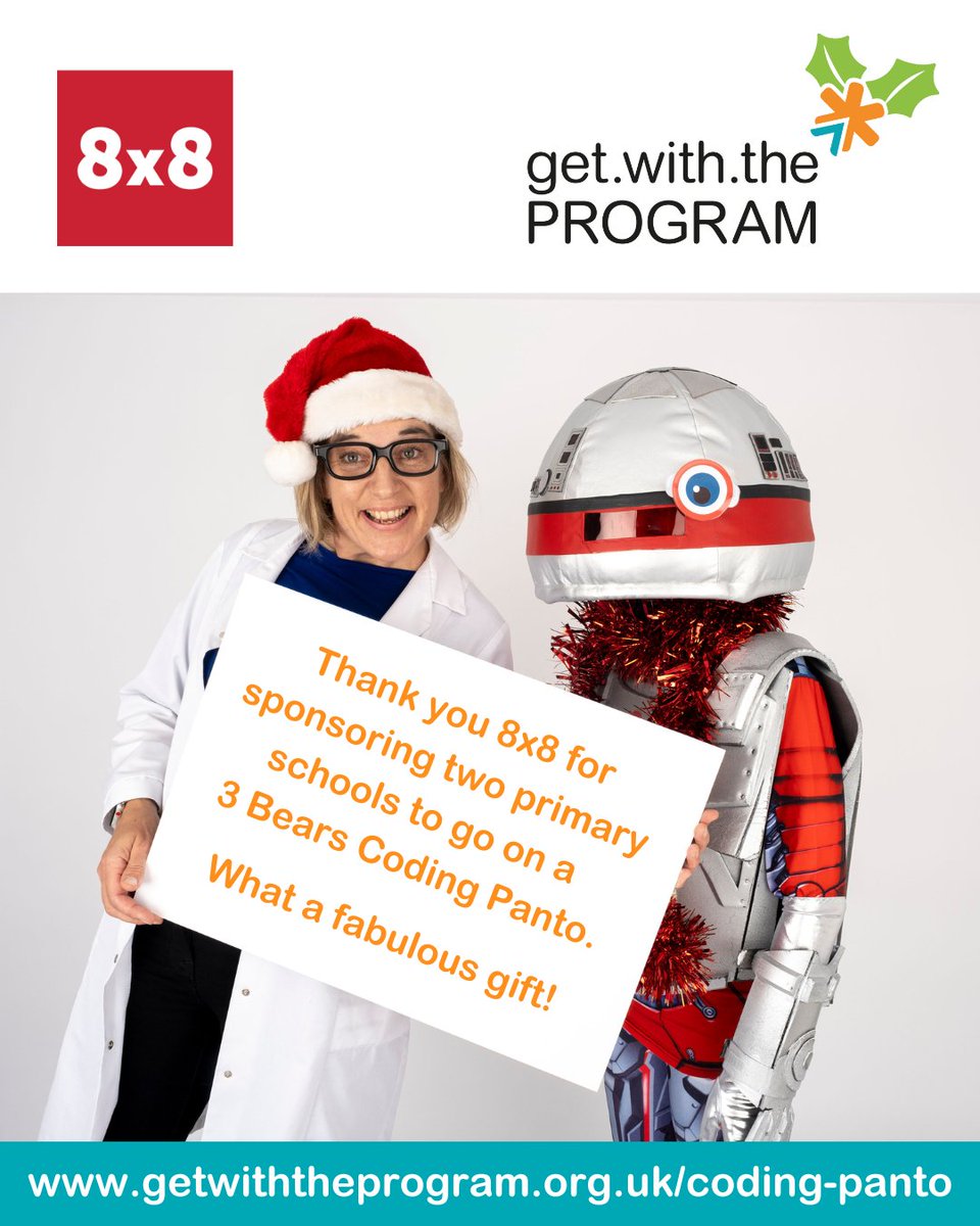 gwtp_uk's tweet image. Thanks to the amazing support and generous sponsorship from @8x8 two primary schools will be going on a 3 Bears #CodingPanto Oh no they're not...Oh yes they are!
This is a fabulous remote learning enrichment with lots of festive fun. What a great gift - thank you 8x8!
#CAS