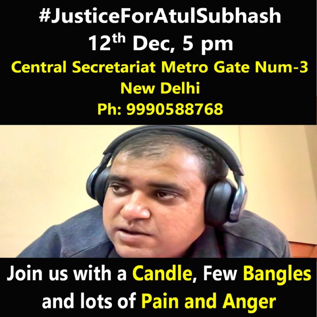 pakhishukla21's tweet photo. People around Delhi/NCR &amp; nearby areas must gather in large number as Gvt/Judiciary both work when they see STREET POWER.
Let no father die like this.
Let no brother die like this.
Let no son die like this.

#NikitaSinghania #JusticeForAtulSubhash #Divorce #Accenture #AtulSubhash https://t.co/lro3f2zPPJ