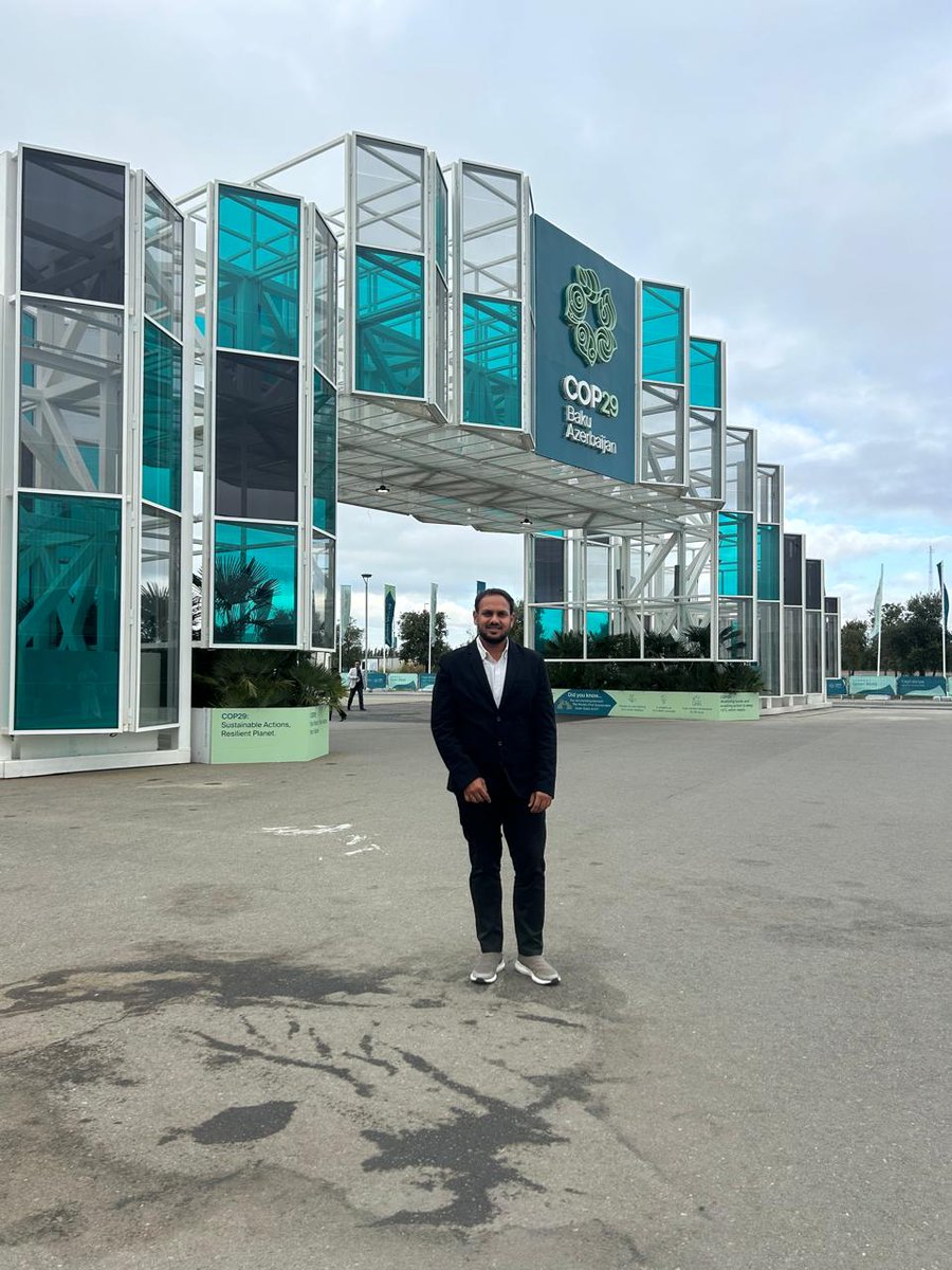 trrayaam's tweet photo. "Ar. Kush Parikh @ar_kush1996 from our team represented us at COP29 in Baku, Azerbaijan, this November 2024. This aligns with our foundation's philosophy of fostering growth, exposure, and global collaboration. 
 #COP29 #Sustainability #GlobalImpact #trrayaamfoundation https://t.co/8YCQ6sjQMD