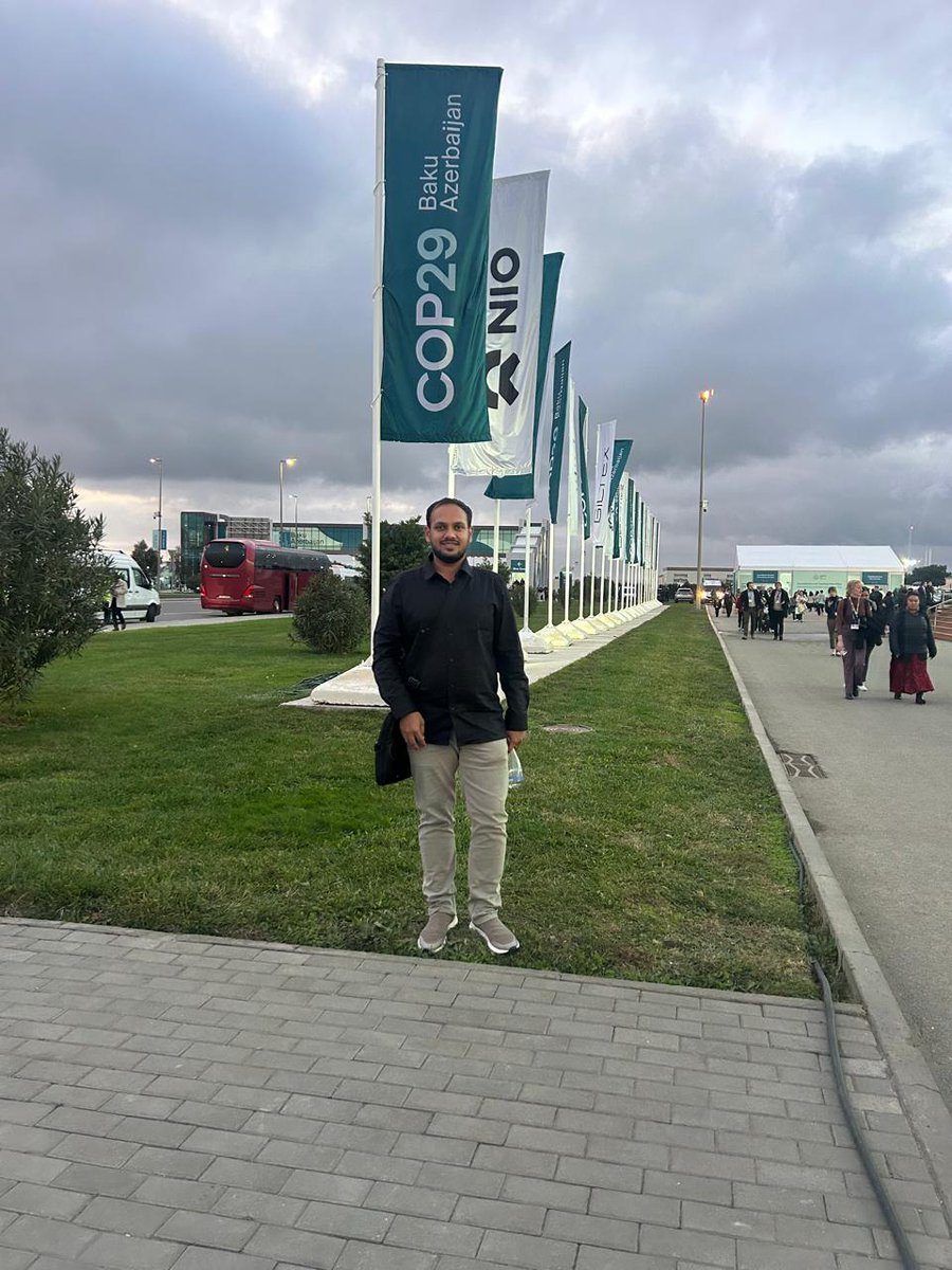 trrayaam's tweet photo. "Ar. Kush Parikh @ar_kush1996 from our team represented us at COP29 in Baku, Azerbaijan, this November 2024. This aligns with our foundation's philosophy of fostering growth, exposure, and global collaboration. 
 #COP29 #Sustainability #GlobalImpact #trrayaamfoundation https://t.co/8YCQ6sjQMD