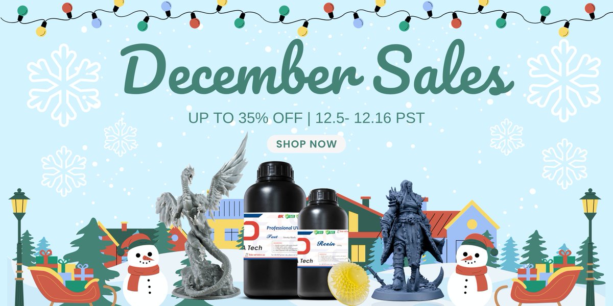 SirayaTech's tweet photo. 🎄 December Sales Ending Soon! 🎄
Time is running out— Only 5 days left to enjoy up to 35% off premium Siraya Tech 3D resins! From now until Dec 16th (PST), don’t miss this final chance to save big!
🔗:https://t.co/XBh8hyhNLP
#sirayatech #resintech #3dresinprinting #ResinArt https://t.co/TLbJ24cbM3