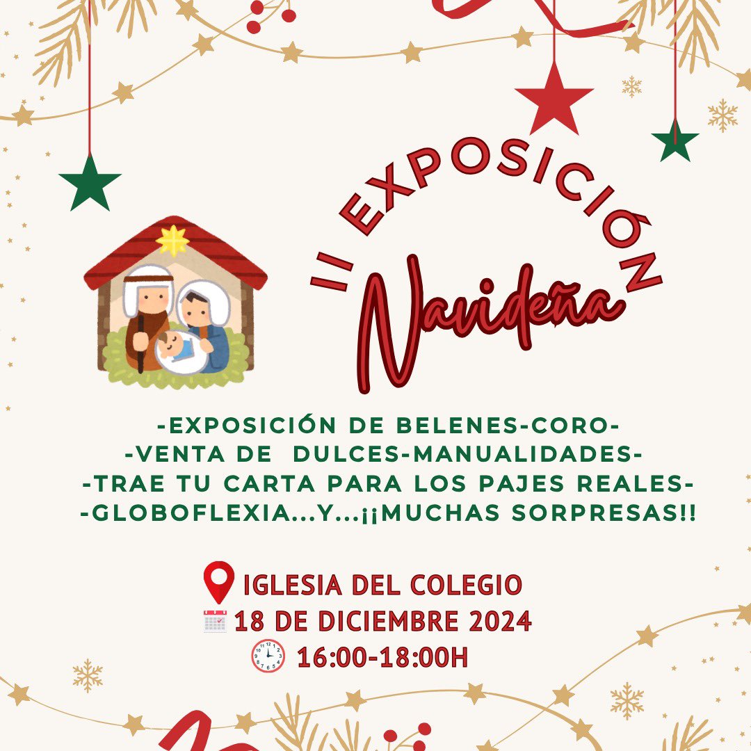 ✨🎄 Te invitamos a disfrutar de una mágica jornada llena de espíritu navideño. Ven y descubre nuestra maravillosa exposición navideña, escucha al coro entonando villancicos, deléitate con los mejores dulces navideños y deja que los más pequeños escriban su Carta a los Reyes.
