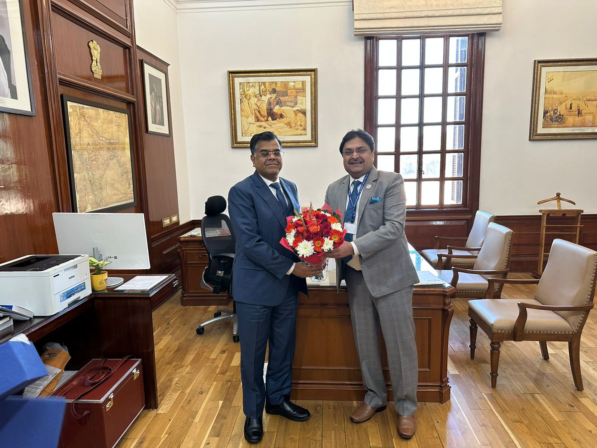 CA. Ranjeet K. Agarwal, President- ICAI met Shri T. V. Somanathan, Hon'ble Cabinet Secretary, GoI today at New Delhi wherein discussions were held on matters related to Profession.