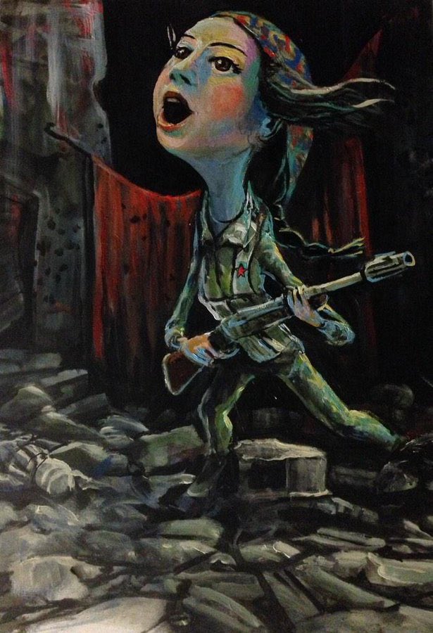 I made this painting in January 2015 with the name “ Kobane”, a ypg who are fighting  singing.

all my support to the Syrian people and Kurdish friend ! 
Resistance for humanity and peace ! 
#TwitterKurds #kobane