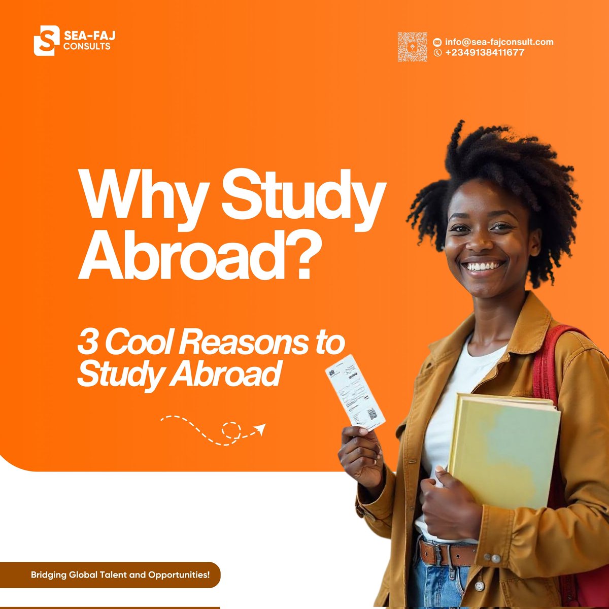 seafajconsults's tweet photo. Why Study Abroad?
Because it is more than education; it’s a lifetime adventure!
Let SEA-FAJ CONSULTS guide you from application to takeoff!
#StudyAbroad #GlobalEducation #SEAFAJConsults #DreamBig #StudyAndTravel #InternationalEducation https://t.co/YINQAek6TA