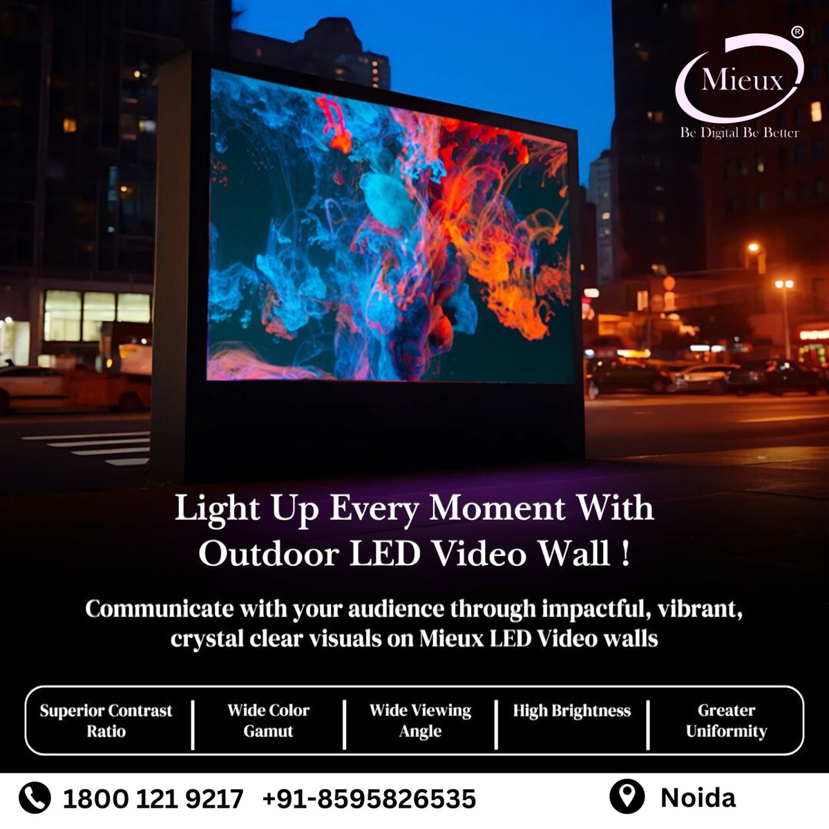 mieuxdisplaypv1's tweet photo. β¨ Light Up Every Moment with Mieux LED Video Walls! β¨
Impactful, vibrant, and crystal-clear visuals to connect with your audience like never before!
π Noida
π Call: 1800 121 9217 | +91-8595826535
#MieuxLED #OutdoorLED #BeDigitalBeBetter #LEDVideoWall #HighBrightness https://t.co/yOvrrvPJua