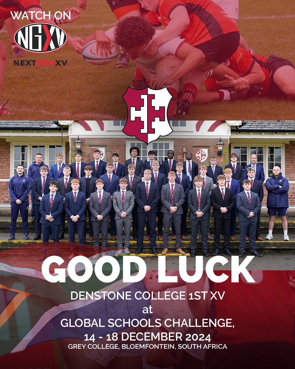 Good luck to our 1st XV Rugby Team who set off for South Africa to compete in the <a href="/NextGenXV/">NextGenXV</a>  Global Schools Challenge. Next Gen XV and Rugby Pass will be streaming the games, more information about streaming can be found below;
globalschoolschallenge.com
#Rise2thechallenge