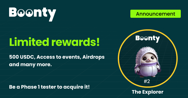 boonty_io's tweet photo. 🧭Digital Reward 2: The Explorer  Collect them all to get access to airdrops, a pool of 500 USC and more!

🎯 How to earn it?

Actively participate in Phase 1 of the alpha test!

Ready to join the journey? 🔎

https://t.co/8Z9lAB5GQz

#Boonty #POAP https://t.co/lwzcNThevB