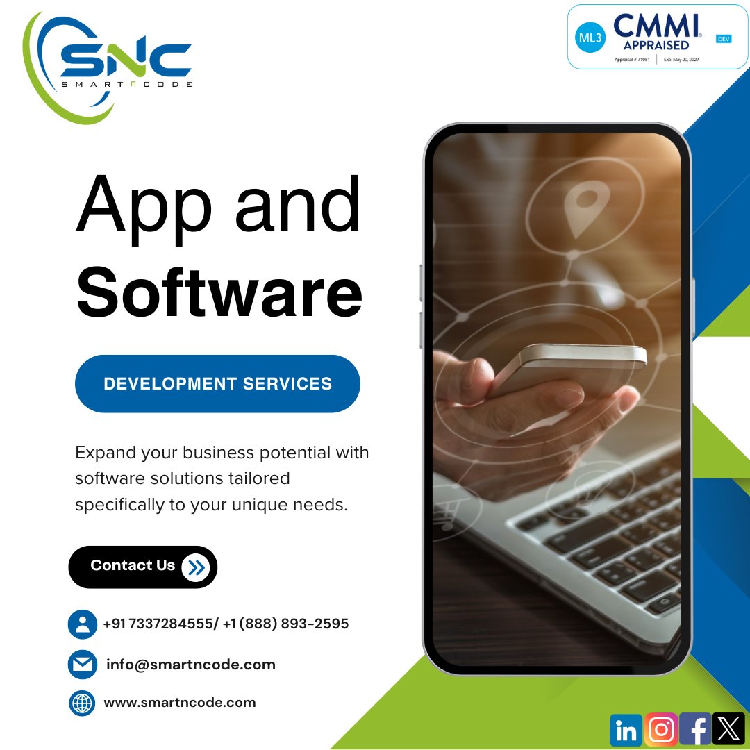 smartncode's tweet image. Boost your business with SmartnCode's custom App & Software Development! Seamless solutions for success.
Visit: smartncode.com to schedule a Demo
#AppDevelopment #SoftwareDevelopment #SmartnCode #webdevelopment #UIUX #DigitalSolutions