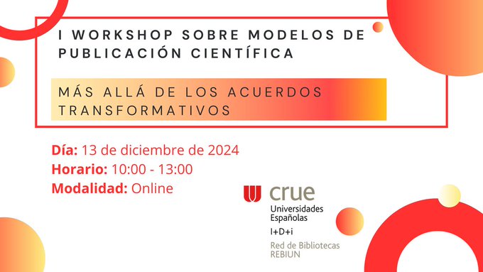 I Workshop sobre modelos de publicación científica: más allá de los acuerdos transformativos.
Se podrá seguir en directo desde el canal de YouTube de Rebiun a través del siguiente link, sin necesidad de inscripción: youtube.com/@REBIUNCrue/st…
+ info: uco.es/servicios/bibl…