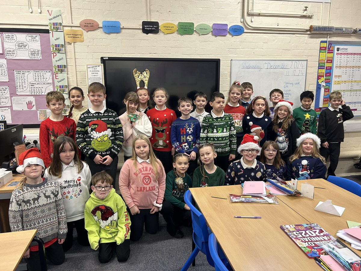 latimerprimary's tweet image. #ClassSP are in the festive spirit today in their Christmas jumpers and accessories!