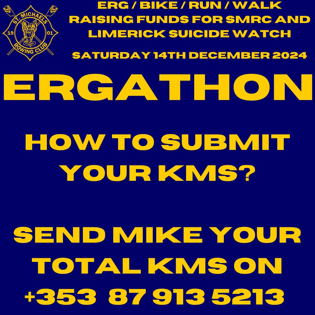 SMRC Ergathon is on this weekend, raising vital funds for both SMRC and Limerick Suicide Watch 

If you’re completing your KMs remotely, send them on to Mike, or send us a direct message. 

If you wish to donate, find the link below:

gofundme.com/f/st-michaels-…