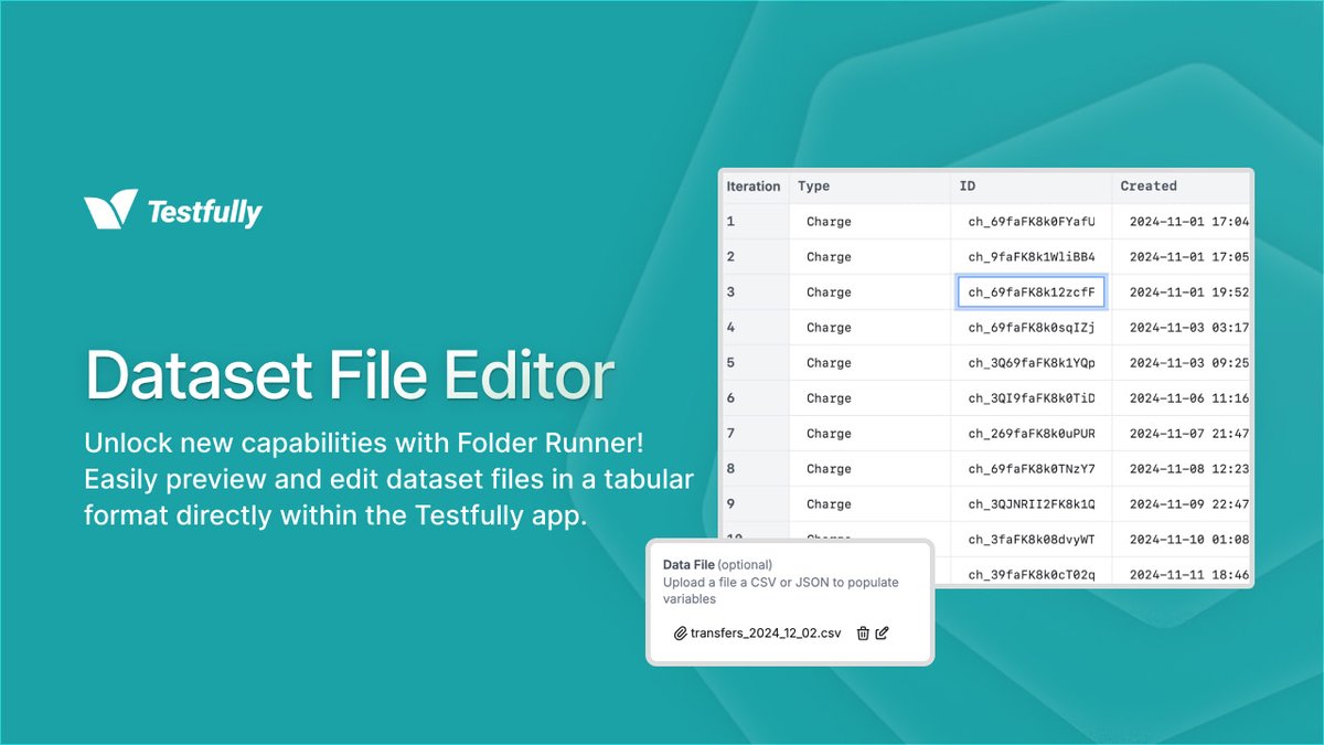 🚀 Testfully 1.159.0 is here!
Editing your test datasets just got easier—no need to leave the Testfully app! Update now and experience seamless dataset editing with a single click. 🎉

Download Testfully: docs.testfully.io/docs/download