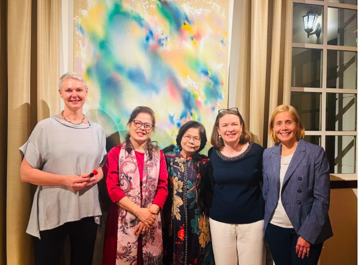 irlembvietnam's tweet photo. Ambassador Ní Fhallúin co-hosted a Women’s Networking reception with the Ambassadors of Norway 🇳🇴 and Peru 🇵🇪 last week. 

Great discussions with brilliant women leaders in diplomacy, business, science, NGOs, and the public sector! 👏 https://t.co/p001GGgzzz