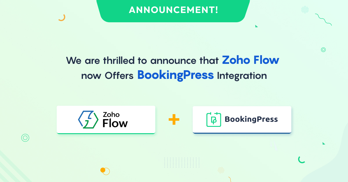 bookingpress's tweet image. Booking appointments is now even easier! 
#BookingPress is part of @ZohoFlow app integrations. Manage your bookings and automate your workflows effortlessly. Try it out today! 🥳

#zoho #zohoflow