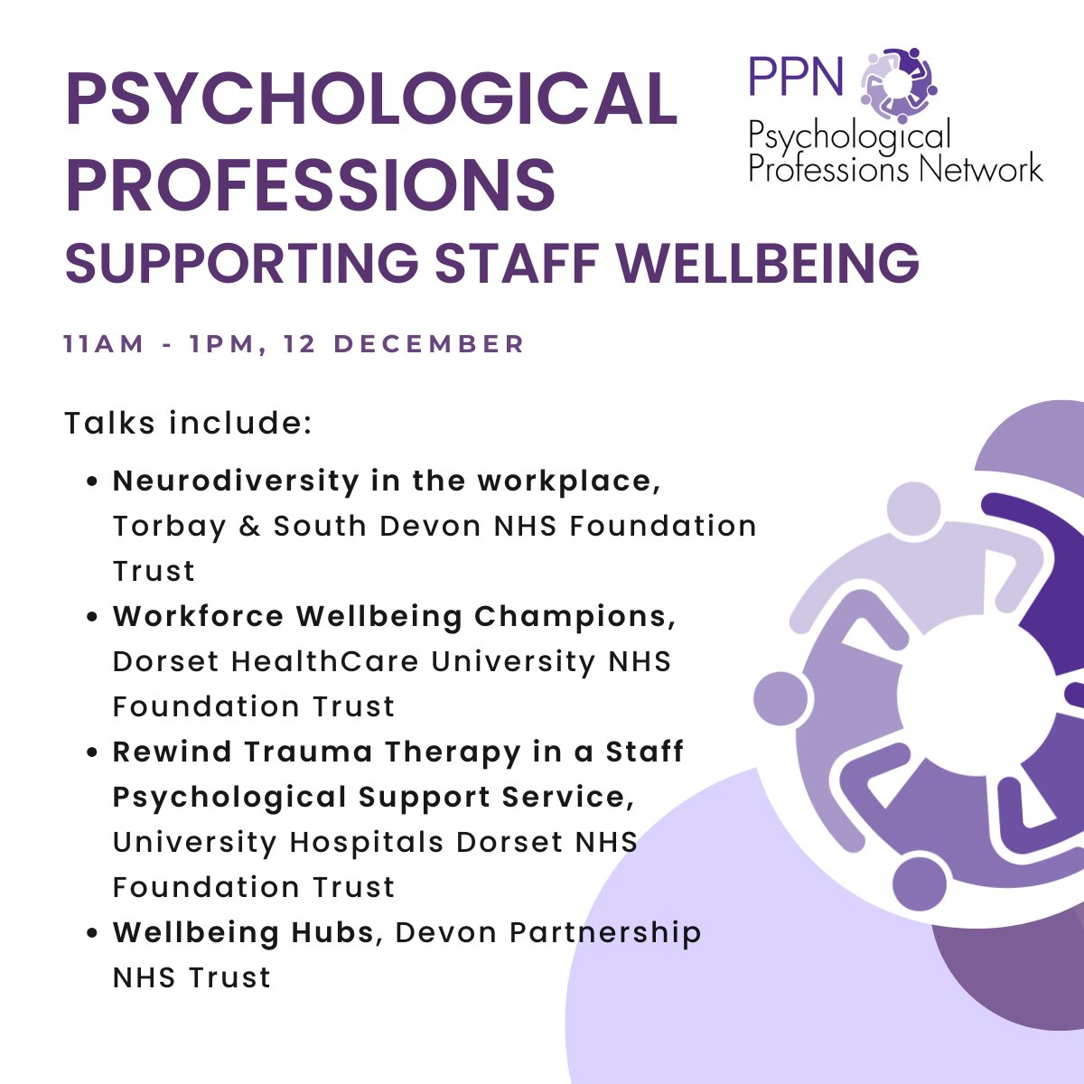 Psychological Professions Network South West (@swppn) on Twitter photo Join us tomorrow at 11am to hear speakers from across the region share their work around staff wellbeing, from understanding the needs and experiences of neurodiverse staff to an evaluation of a new treatment for staff with PTSD, and more
Resgister now at eventbrite.co.uk/e/psychologica… Join us tomorrow at 11am to hear speakers from across the region share their work around staff wellbeing, from understanding the needs and experiences of neurodiverse staff to an evaluation of a new treatment for staff with PTSD, and more
Resgister now at eventbrite.co.uk/e/psychologica…