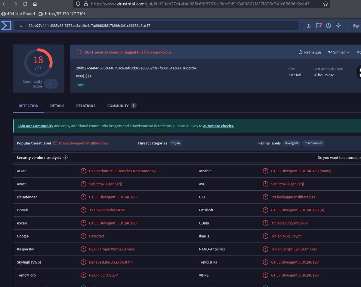 banthisguy9349's tweet image. #snakekeylogger #sample brought me to 
virustotal.com/gui/file/1f0ef…
#malicious #opendir hxxp://192.3.220.6/web/
virustotal.com/gui/file/20db2…