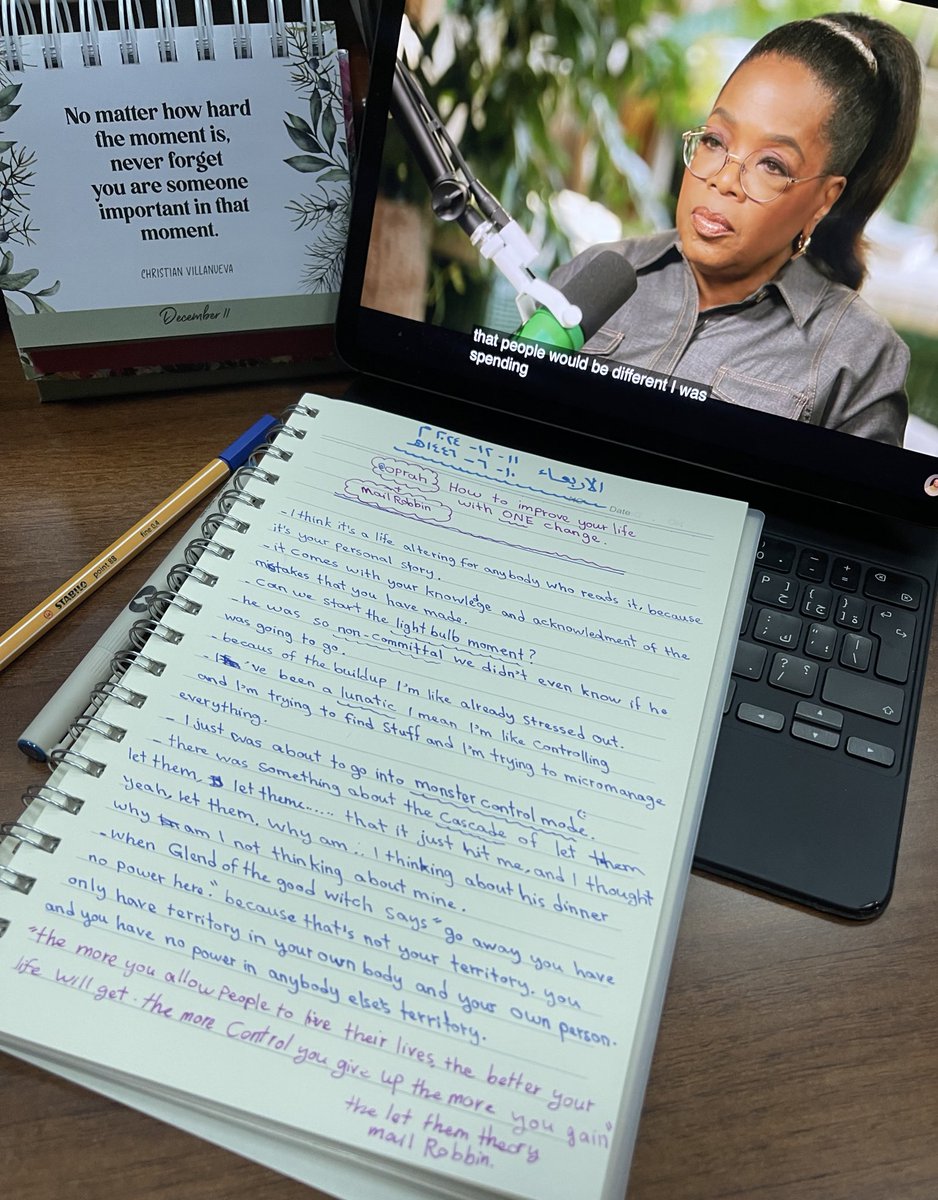 MarwahGh93's tweet photo. الانجليزي اليومي ✅🗒️

من بودكاست اوبرا على اليوتيوب 
مقابله مع ميل روبن ويتكلمون عن كتابها

The let them theory https://t.co/h8JU9FrbZc