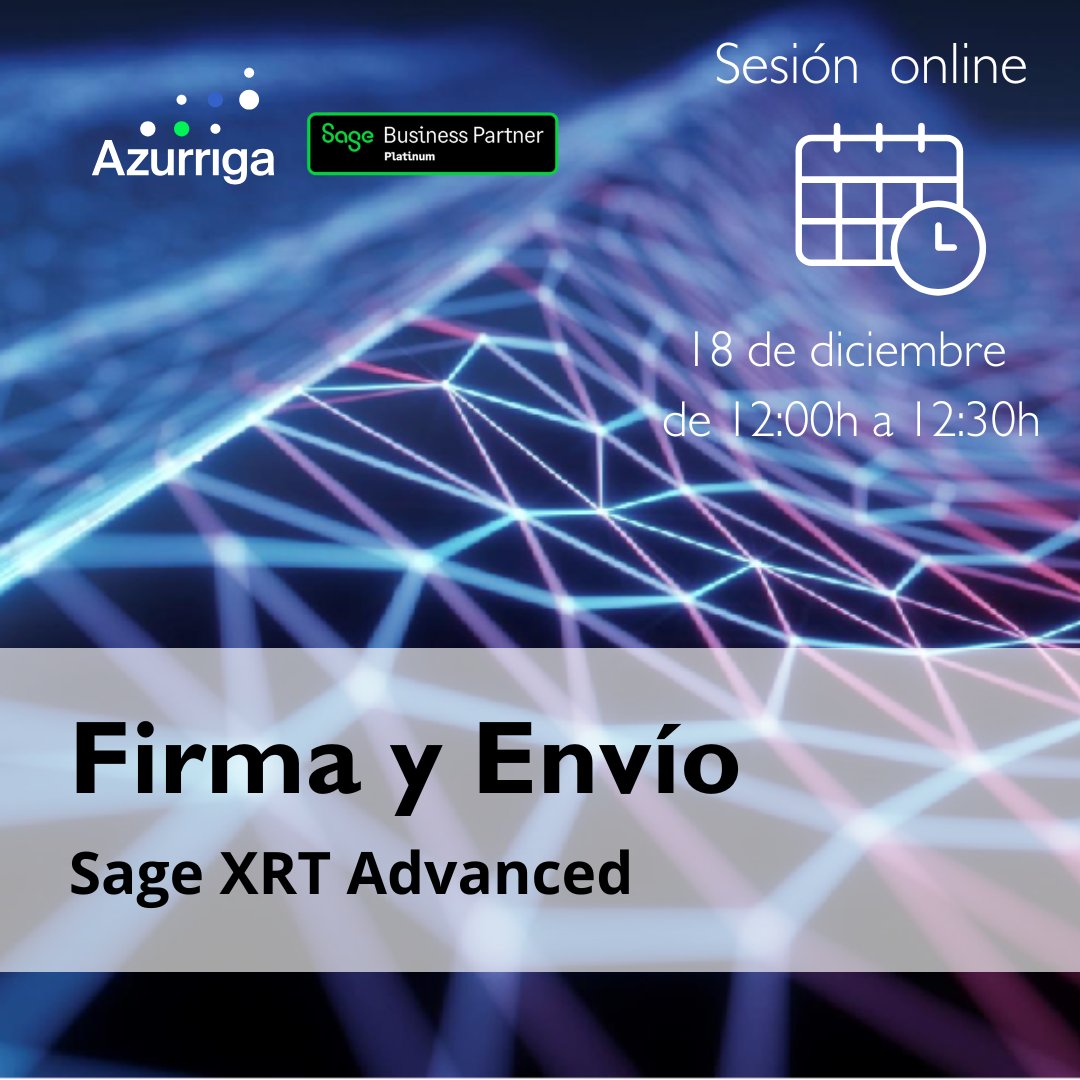 No te pierdas nuestro próximo Webinar gratuito donde te explicaremos cómo evitar el fraude y centraliza la gestión de tus pagos. Con Sage XRT podrás aprobar y enviar pagos a tus bancos de forma sencilla, segura y centralizada.

¡Inscríbete ahora AQUI: bit.ly/FirmaEnvio