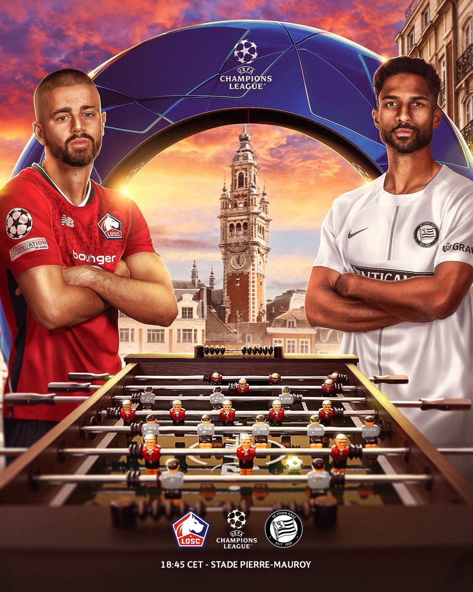 SKSturm's tweet photo. Wir fordern @losclive zum @ChampionsLeague Duell! ⚔️🔥 #sturmgraz #UCL #LOSCSTU https://t.co/dKHNjWQzYq