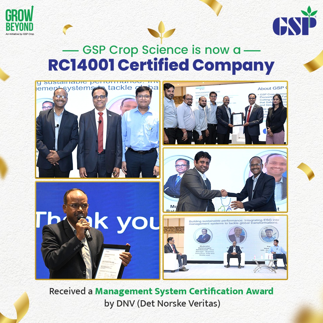 GspCrop's tweet photo. Proud moment for GSP Crop Science Ltd! We've been awarded the prestigious “RC14001 " Management System Certification @AmChemistry by @DNV_Group. This recognition highlights our commitment to health, safety, security, and environmental excellence in the industry.

#GSPCrop #GrowBeyond #HealthAndSafety #CertifiedExcellence #Environment