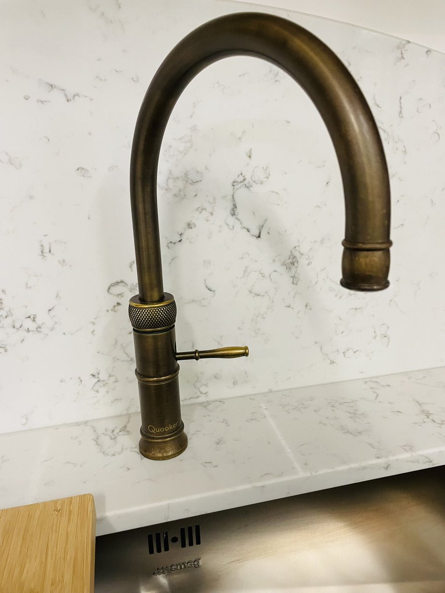 Quooker Taps Staffordshire. Patinated brass fusion round tap.  To view all of the Quooker models with installation prices, visit our showroom in the heart of the Staffordshire countryside.