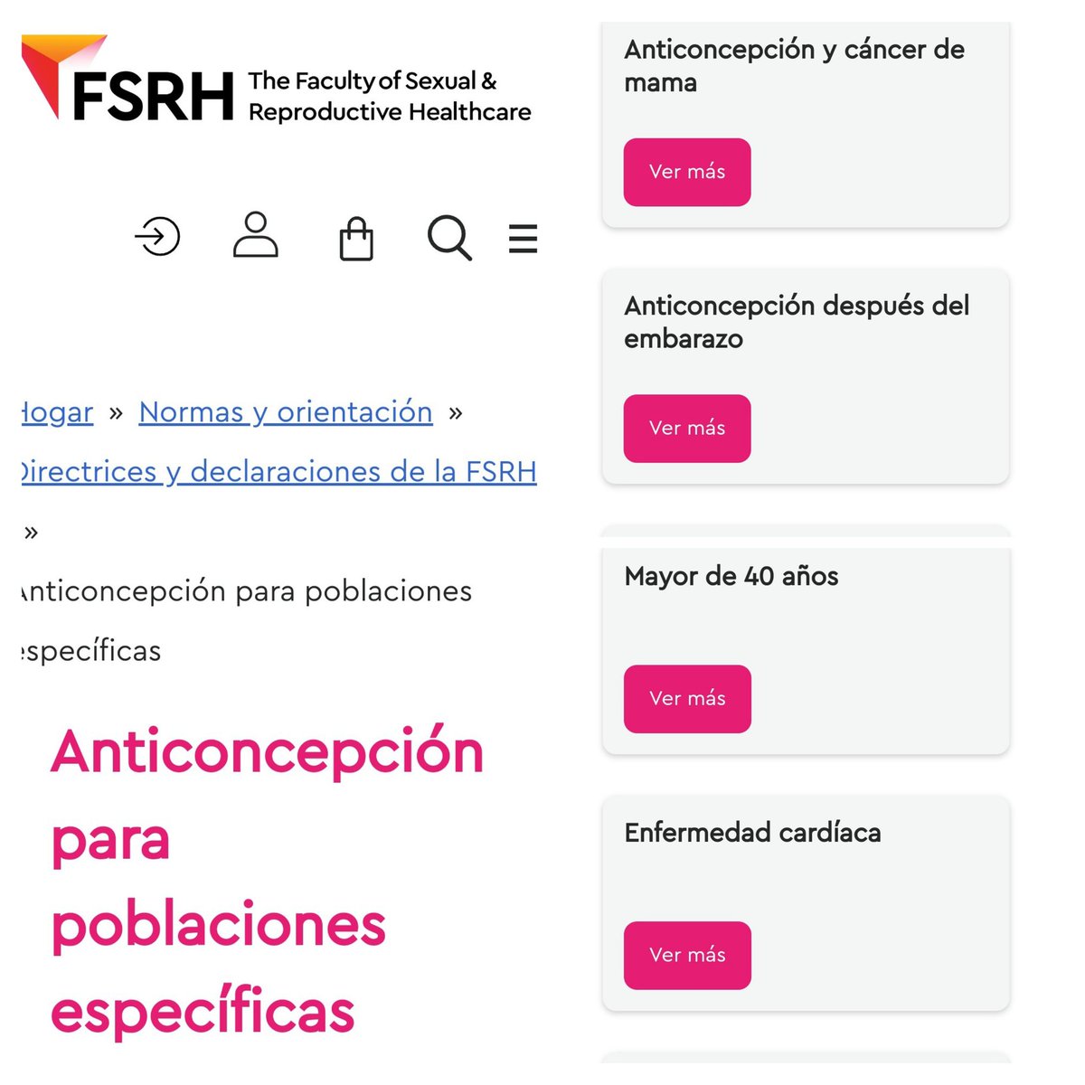Para tener a mano, #Anticoncepción en Poblaciones específicas: en cáncer de mama, después del embarazo, mayores de 40, patología cardíaca... Aquí 📖: 
fsrh.org/Public/Public/…