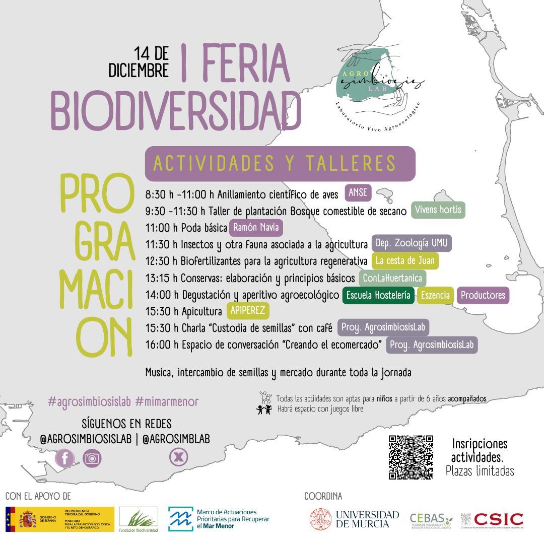 El 14 Diciembre presentamos nuestros resultados sobre los cambios en el suelo cuando se introducen prácticas agroecológicas, con muestreos basados en el Campo de Cartagena. Todo en la I Feria de Biodiversidad en el Espacio Pájaros en el Alma <a href="/AgrosimbLab/">AgrosimbiosisLab</a> <a href="/CEBAS_CSIC/">CEBAS-CSIC</a> <a href="/SECS_Spain/">Soc Española Ciencia del Suelo</a>