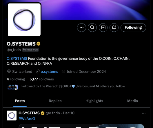 O Foundation Official X Account: <a href="/o_fndn/">O Foundation</a>
