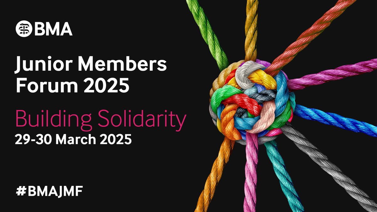 Grassroots BMA members are invited to next year's #BMAJMF 29-30 March.
You'll join sessions on the issues that most affect you locally and nationally, and hear from inspiring speakers who've been instrumental in changing their workplaces.
Book now: bma.org.uk/events/junior-…