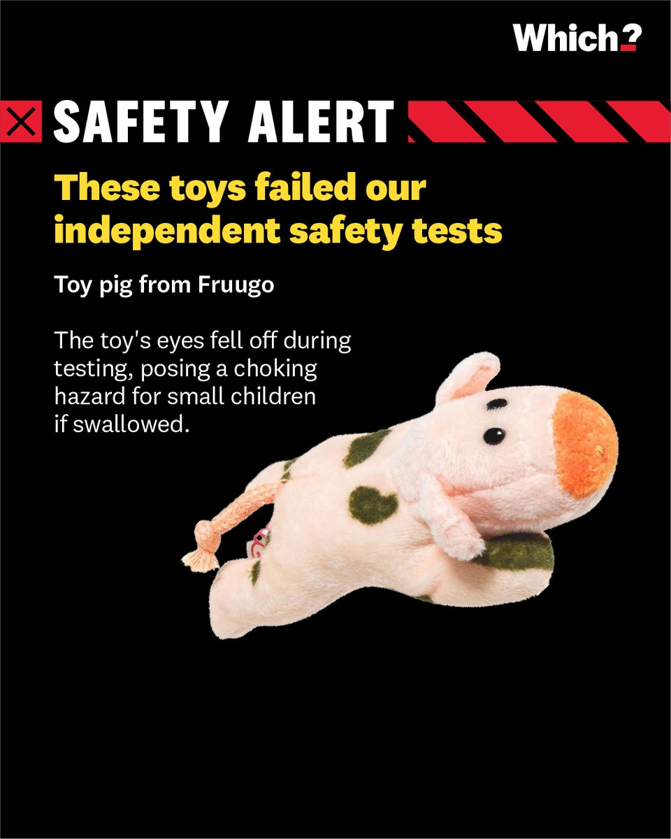 WhichUK's tweet image. ⚠️ Safety Alert: These toys failed our independent safety tests.

Over 90% of toys we bought from online marketplaces like AliExpress, eBay &amp;amp; TikTok Shop can’t be legally sold in the UK—over half are dangerous for kids to play with, our new investigation finds.