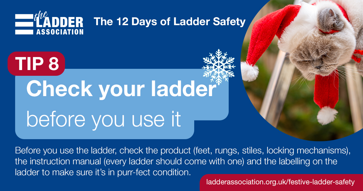 📣 Tip 8 of 12 - Check your ladder before you use it!
This festive season we’re reminding you to take extra care when buying ladders online with our ‘12 Days of Ladder Safety’ top tips!

Here’s how you can find yourself a cracker: ecs.page.link/VX15L 

#festiveladdersafety