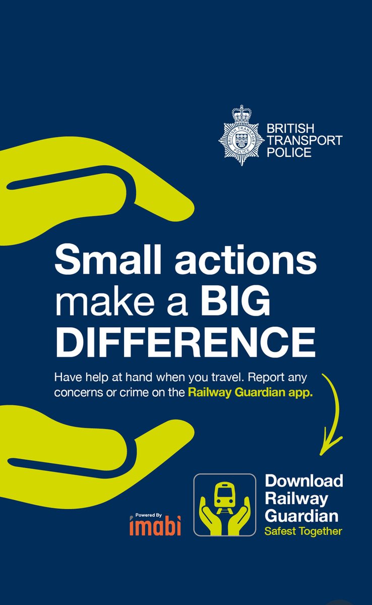 Stay safe on the rails with the new Railway Guardian app! 🚉📲 A quick, precise way to report concerns or crimes to <a href="/BTP/">British Transport Police</a>. Download before your journey—it’s a step towards safer travel for everyone. #SafestTogether