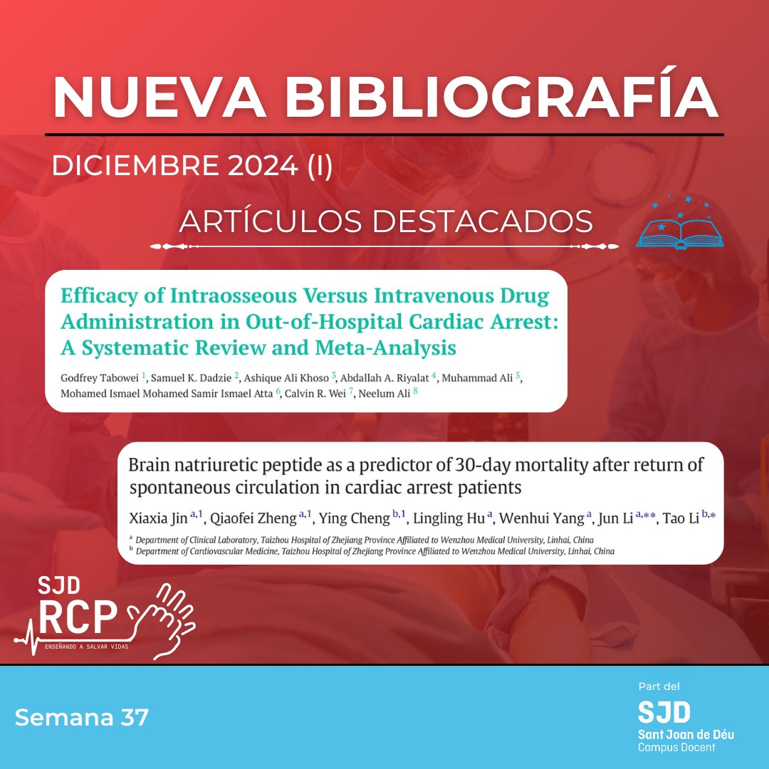 Ya está publicada la bibliografía de la primera semana de diciembre. Encuéntrala en el enlace: shorturl.at/z78kF📚✨  
#Bibliografía #RCP #EducaciónMédica #FormaciónSanitaria #SalvarVidas